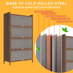 57'' Tall Metal 4 Flip Doors Cabinet, with Ample Storage Space for Bedroom, Office, Living Room, Hallway, Entryway (Walnut) Storage Cabinet