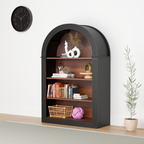 Bookcase, 4-Shelf Tall Bookshelf, 45.66' Wood Open Display Floor Arched Bookcase, Large Storage Organizer for Library, Bedroom, and Living Room (Black)