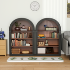Bookcase, 4-Shelf Tall Bookshelf, 45.66' Wood Open Display Floor Arched Bookcase, Large Storage Organizer for Library, Bedroom, and Living Room (Black)