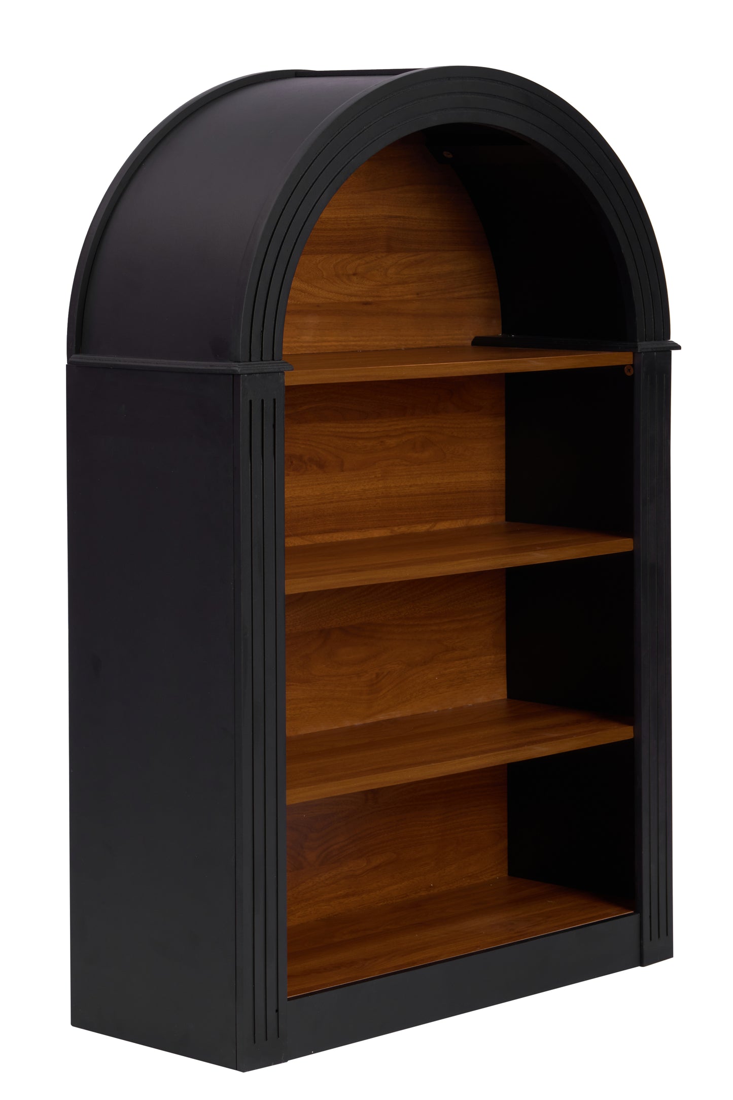 Bookcase, 4-Shelf Tall Bookshelf, 45.66' Wood Open Display Floor Arched Bookcase, Large Storage Organizer for Library, Bedroom, and Living Room (Black)