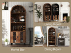 71'Farmhouse Arched Bar Cabinet: tall arched display cabinet , arch wine bar cabinets &coffee bar, whiskey station with wine rack and Wine Glass Holder - Liquor Bars Cabinet for Living Dining Room