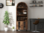 71'Farmhouse Arched Bar Cabinet: tall arched display cabinet , arch wine bar cabinets &coffee bar, whiskey station with wine rack and Wine Glass Holder - Liquor Bars Cabinet for Living Dining Room