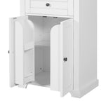67.2' Tall Bathroom Storage Cabinet with Tempered Glass Doors, Adjustable Shelves & Drawer – Modern Freestanding Linen Tower, Soft-Close Design