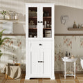 67.2' Tall Bathroom Storage Cabinet with Tempered Glass Doors, Adjustable Shelves & Drawer – Modern Freestanding Linen Tower, Soft-Close Design