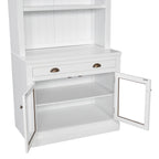 83.4'Tall Bookshelf, Modern Bookcase with 2 Glass Doors and 1 Drawer,Storage Bookcase with Open Shelves for Living Room,Home Office,White