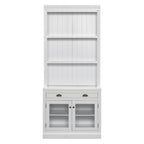 83.4'Tall Bookshelf, Modern Bookcase with 2 Glass Doors and 1 Drawer,Storage Bookcase with Open Shelves for Living Room,Home Office,White