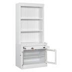 83.4'Tall Bookshelf, Modern Bookcase with 2 Glass Doors and 1 Drawer,Storage Bookcase with Open Shelves for Living Room,Home Office,White