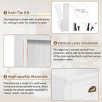 83.4'Tall Bookshelf, Modern Bookcase with 2 Glass Doors and 1 Drawer,Storage Bookcase with Open Shelves for Living Room,Home Office,White