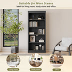 83' Tall Wood Bookcase Suite with light strip ,5-Tier Home Decor Bookcase Suite with Adjustable Shelves,Storage Organizer,Free Standing Storage Shelves Suite for Living Room,Home Office,Black