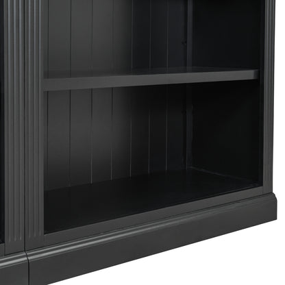 83' Tall Wood Bookcase Suite with light strip ,5-Tier Home Decor Bookcase Suite with Adjustable Shelves,Storage Organizer,Free Standing Storage Shelves Suite for Living Room,Home Office,Black