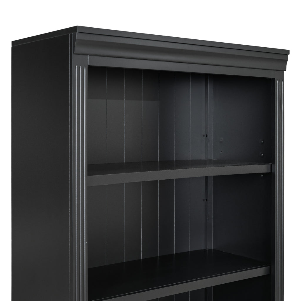 83' Tall Wood Bookcase Suite with light strip ,5-Tier Home Decor Bookcase Suite with Adjustable Shelves,Storage Organizer,Free Standing Storage Shelves Suite for Living Room,Home Office,Black