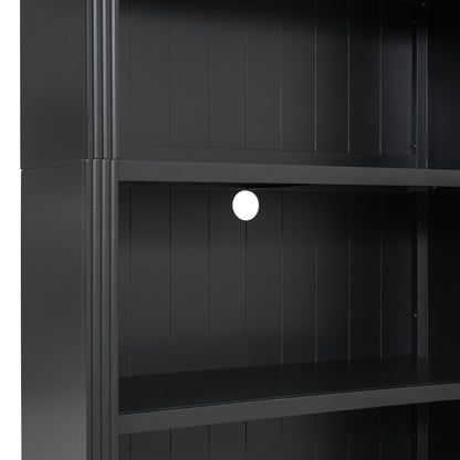83' Tall Wood Bookcase Suite with light strip ,5-Tier Home Decor Bookcase Suite with Adjustable Shelves,Storage Organizer,Free Standing Storage Shelves Suite for Living Room,Home Office,Black