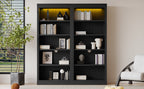 83' Tall Wood Bookcase Suite with light strip ,5-Tier Home Decor Bookcase Suite with Adjustable Shelves,Storage Organizer,Free Standing Storage Shelves Suite for Living Room,Home Office,Black