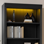 83' Tall Wood Bookcase Suite with light strip ,5-Tier Home Decor Bookcase Suite with Adjustable Shelves,Storage Organizer,Free Standing Storage Shelves Suite for Living Room,Home Office,Black