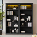 83' Tall Wood Bookcase Suite with light strip ,5-Tier Home Decor Bookcase Suite with Adjustable Shelves,Storage Organizer,Free Standing Storage Shelves Suite for Living Room,Home Office,Black