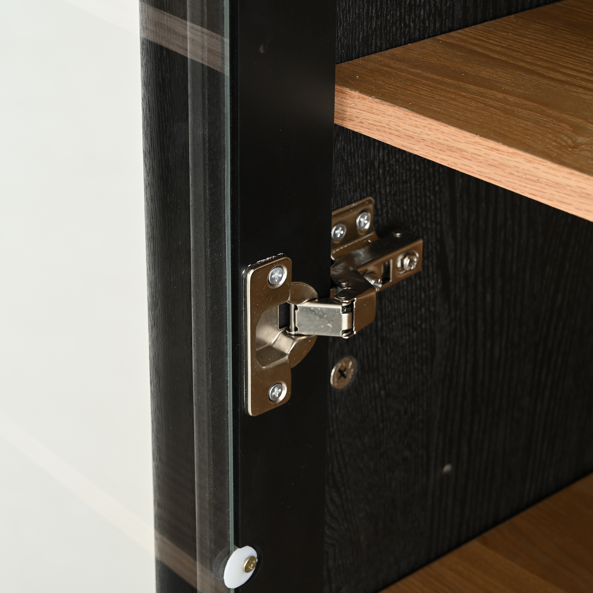 73.25'' Tall Vintage Display Cabinet with Double Glass Doors, Traditional Style China Cabinet Curio Cabinet for Collectibles for Hallways Living Room, Kitchen, Home, Studio or Workspace - Black - Groovy Boardz