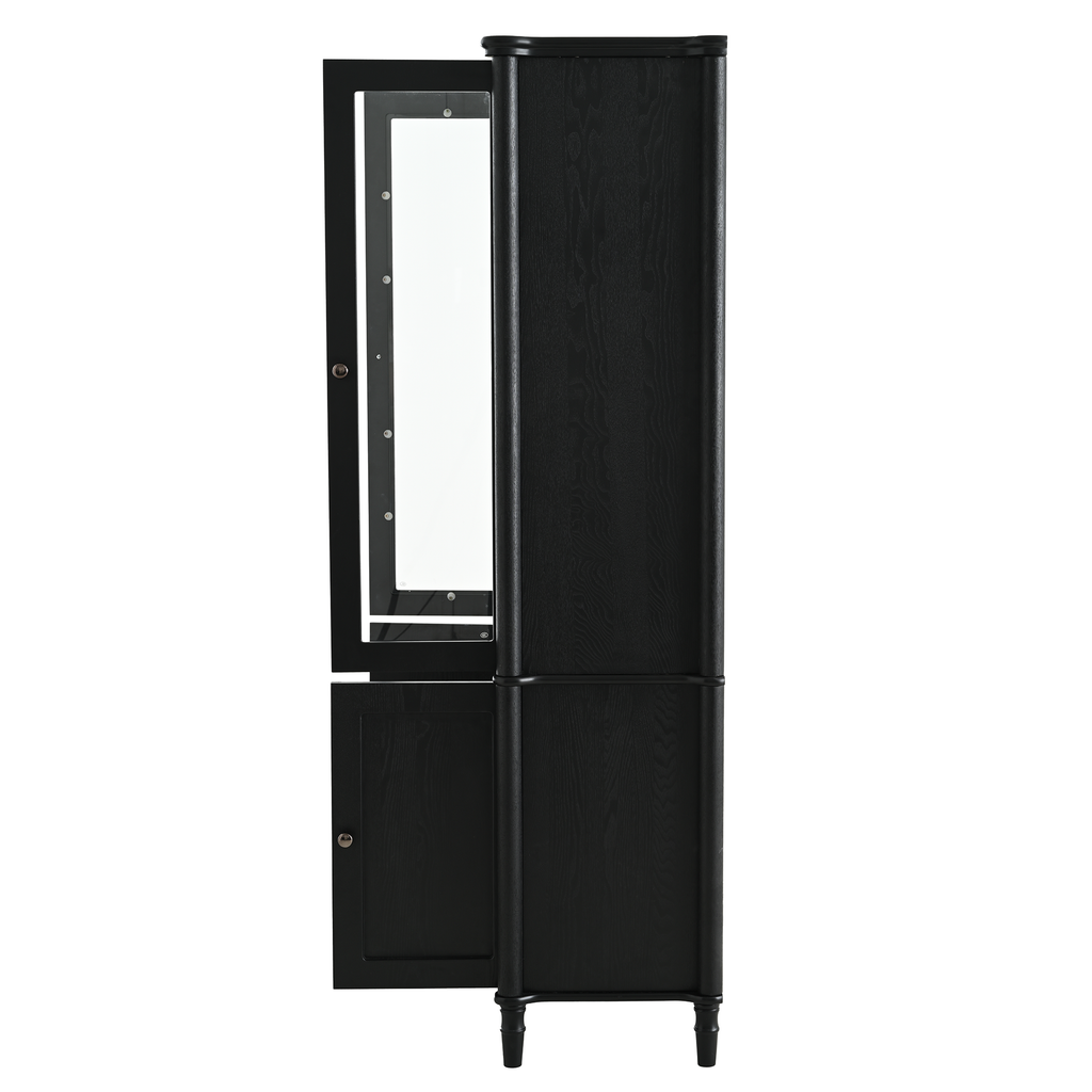 73.25'' Tall Vintage Display Cabinet with Double Glass Doors, Traditional Style China Cabinet Curio Cabinet for Collectibles for Hallways Living Room, Kitchen, Home, Studio or Workspace - Black - Groovy Boardz