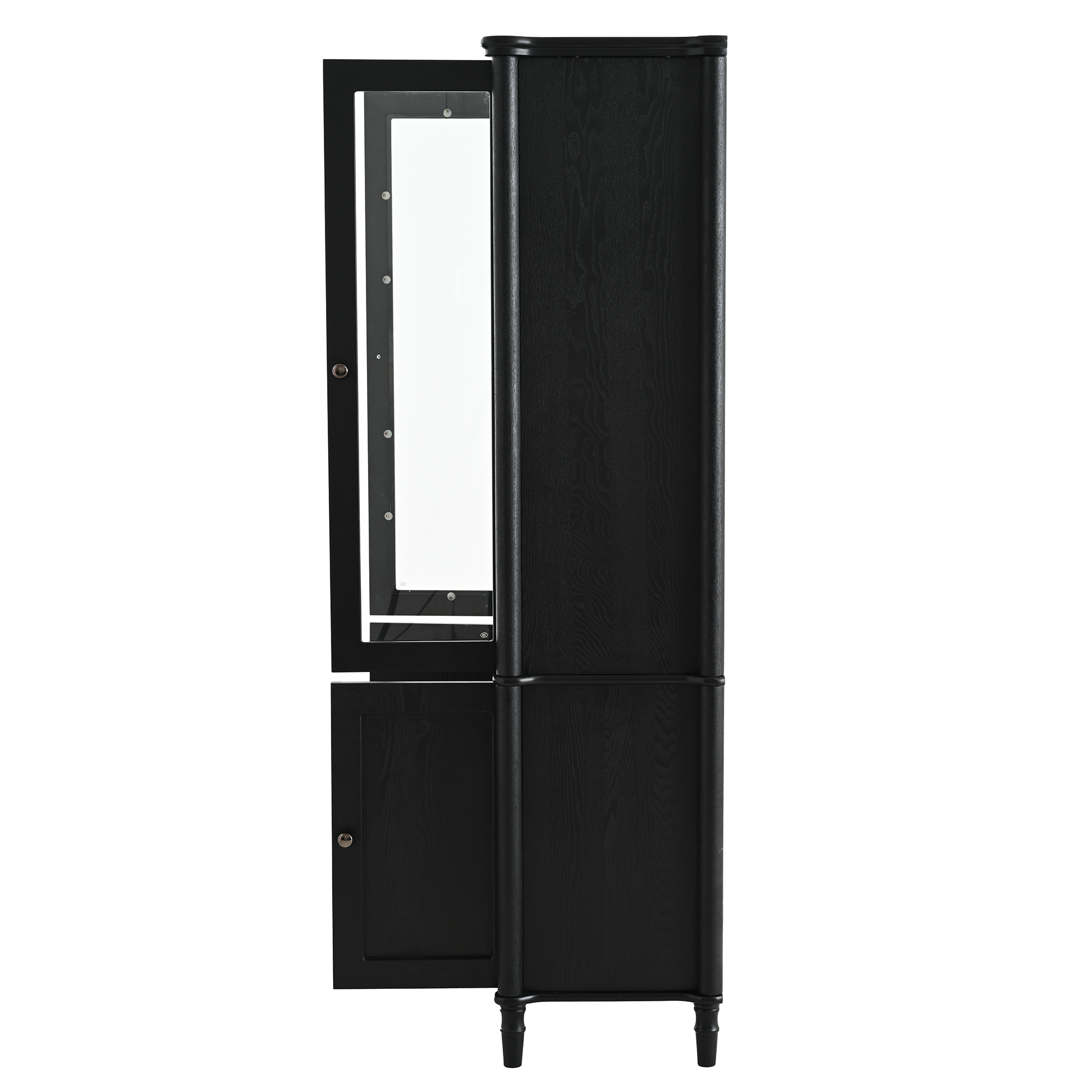 73.25'' Tall Vintage Display Cabinet with Double Glass Doors, Traditional Style China Cabinet Curio Cabinet for Collectibles for Hallways Living Room, Kitchen, Home, Studio or Workspace - Black - Groovy Boardz