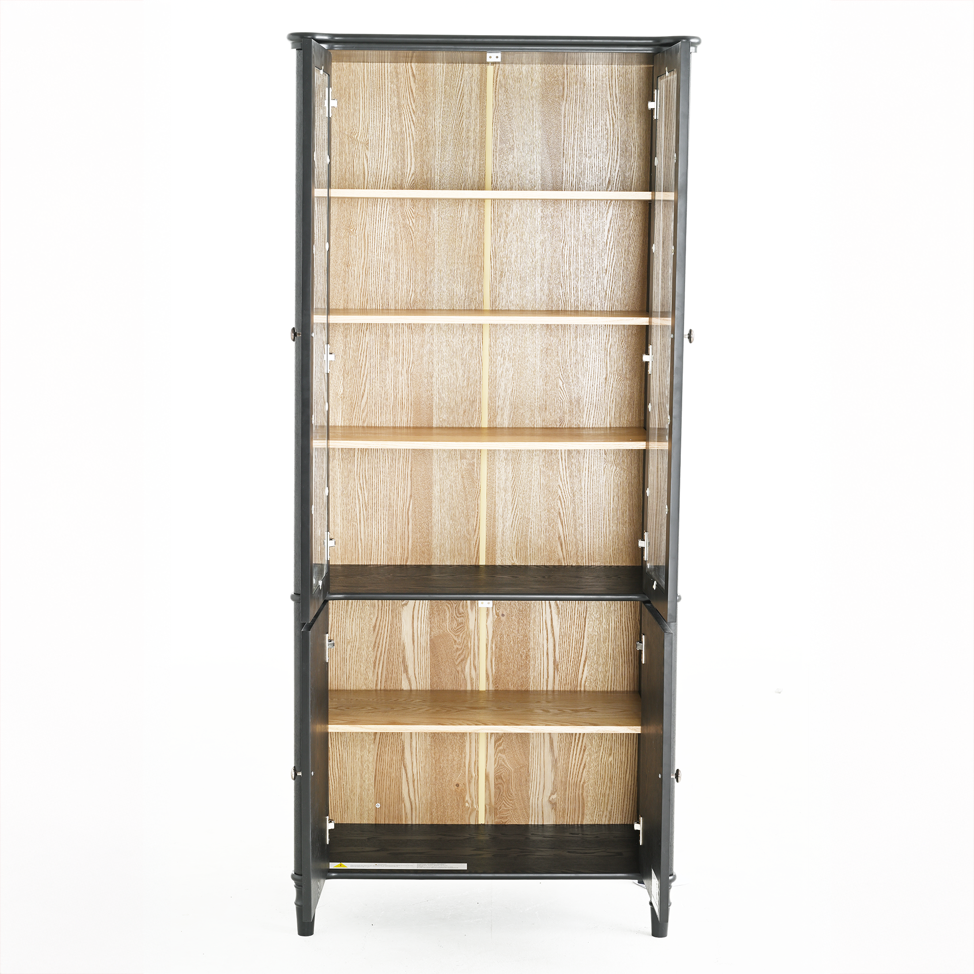 73.25'' Tall Vintage Display Cabinet with Double Glass Doors, Traditional Style China Cabinet Curio Cabinet for Collectibles for Hallways Living Room, Kitchen, Home, Studio or Workspace - Black - Groovy Boardz