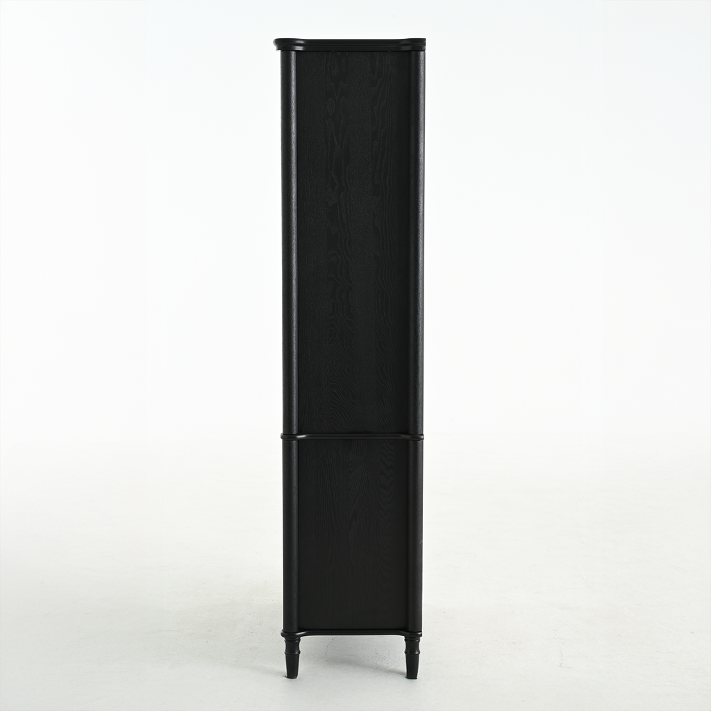 73.25'' Tall Vintage Display Cabinet with Double Glass Doors, Traditional Style China Cabinet Curio Cabinet for Collectibles for Hallways Living Room, Kitchen, Home, Studio or Workspace - Black - Groovy Boardz