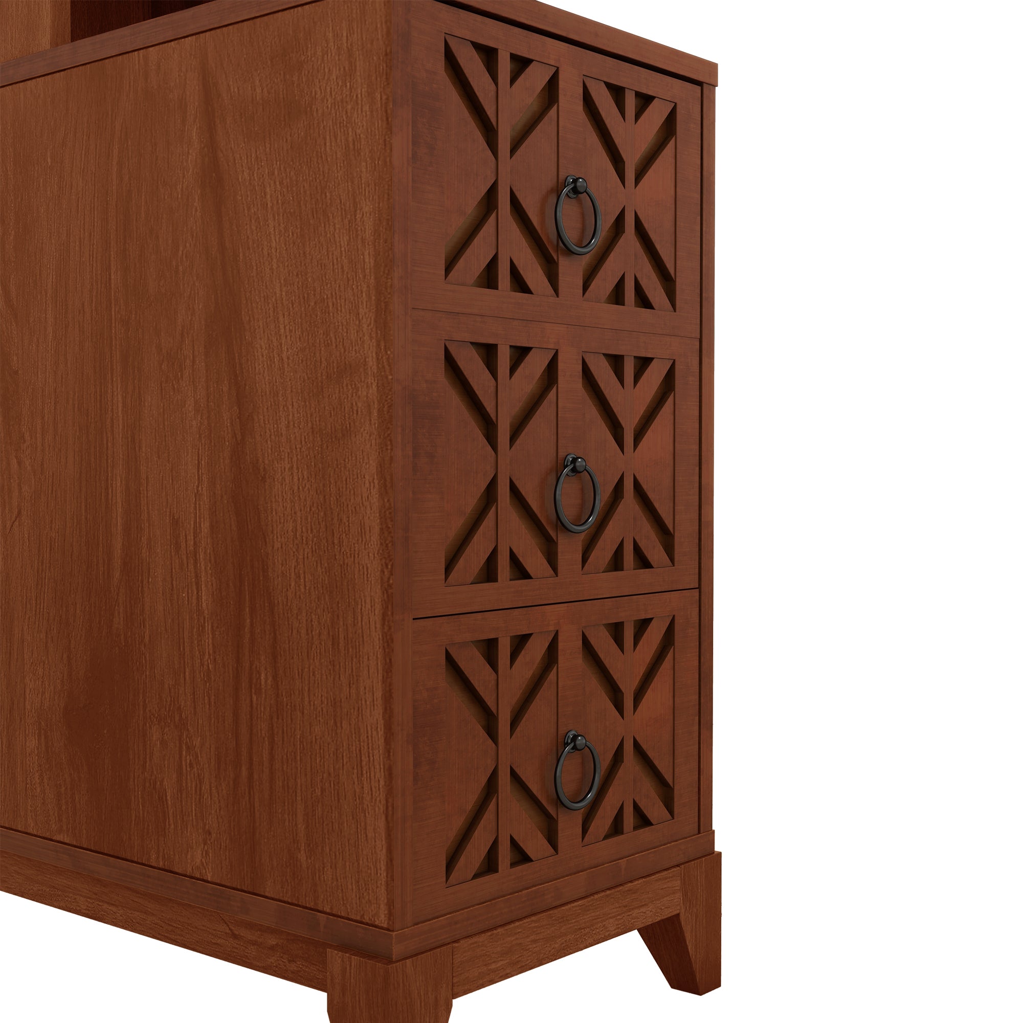 End Table with 3 Drawers, Corner Table with 2 Open Shelves, Tall Side Table for Bedroom and Corner, Walnut,Expect Arrival Date (2025/5/27)