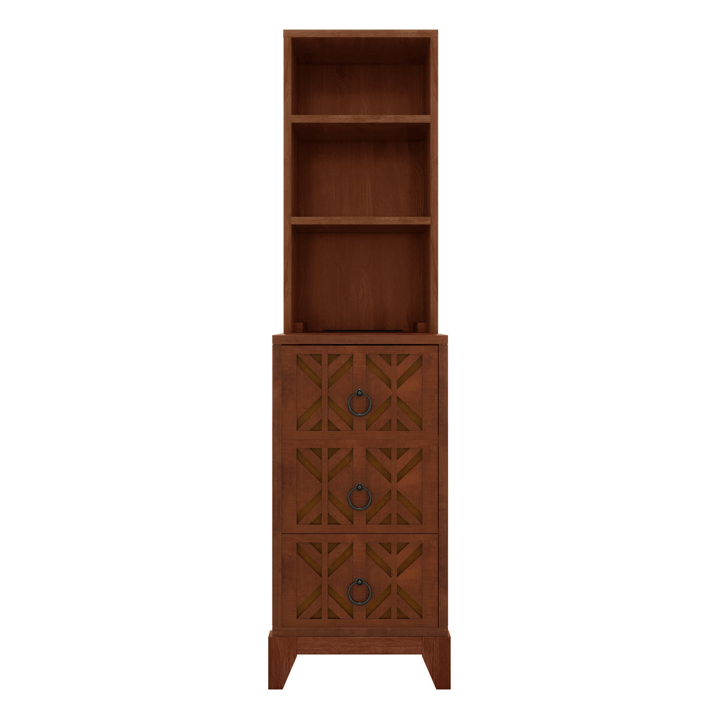 End Table with 3 Drawers, Corner Table with 2 Open Shelves, Tall Side Table for Bedroom and Corner, Walnut,Expect Arrival Date (2025/5/27)