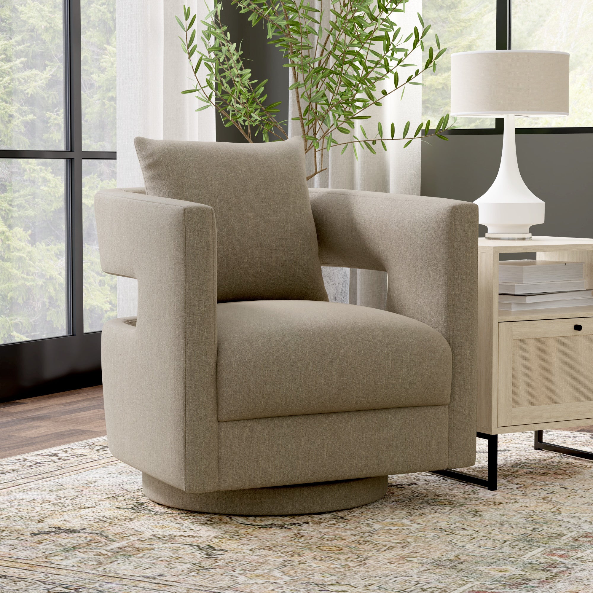 Tan Swivel Chair Accent Chair