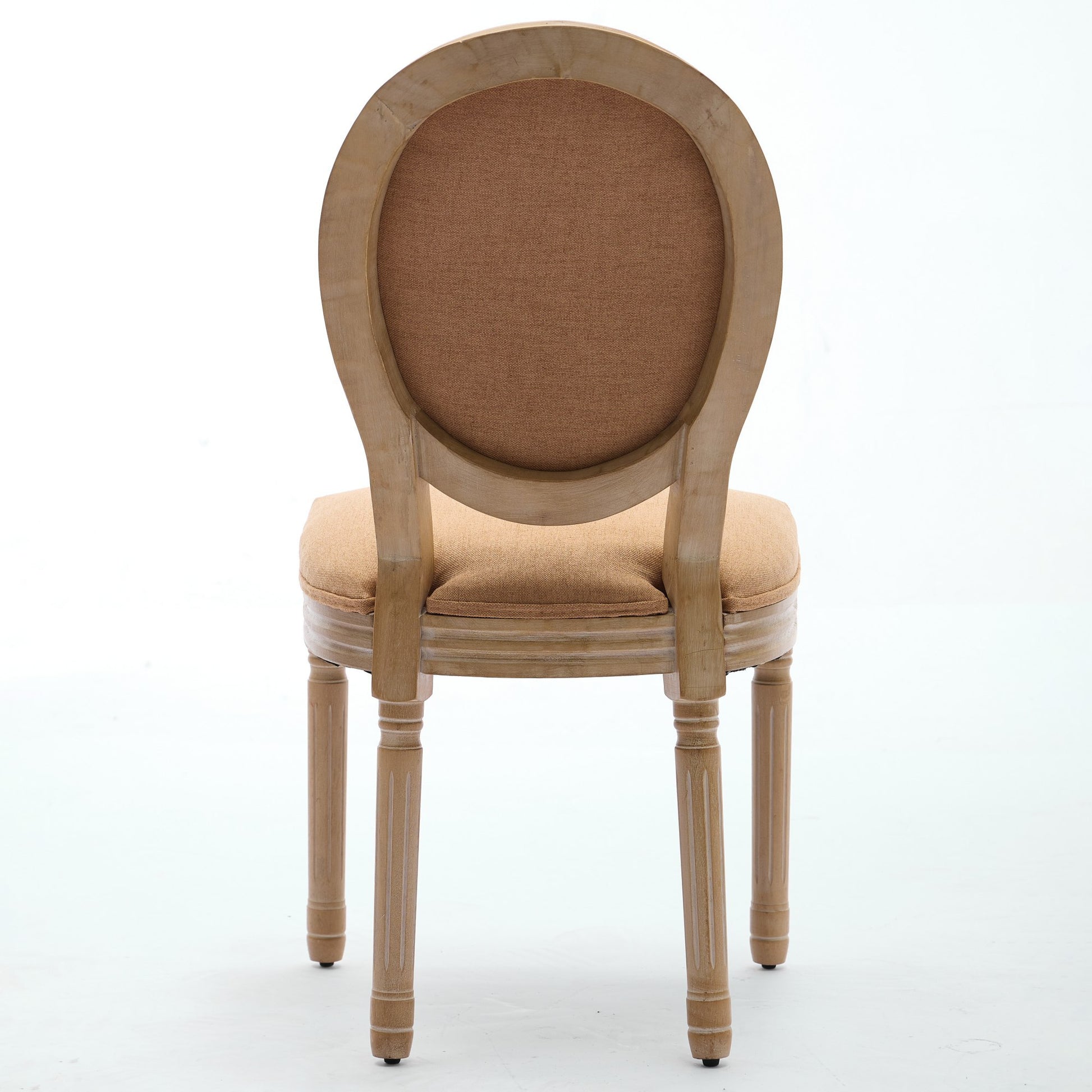 A&A Furniture,French Style Solid Wood Frame Antique Painting Linen Fabric Back Dining Chair,Set of 2,Tan,SW1845BG