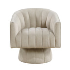 Taupe Velvet Accent Chair Modern Luxury Living Room Furniture, 1pc Swivel Chair Comfortable Barrel Back