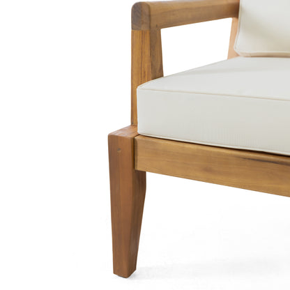 Set of 2, Outdoor Acacia Wood Patio Club Chair, Patio Furniture,Waterproof Thick Cushion Deep Seating for Porch, Garden, Backyard, Balcony, Teak Finish + Beige Cushion