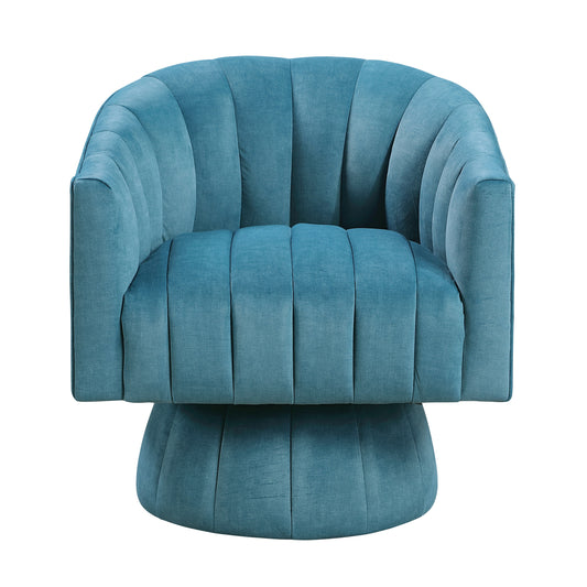 Dark Teal Velvet Accent Chair Modern Luxury Living Room Furniture, 1pc Swivel Chair Comfortable Barrel Back