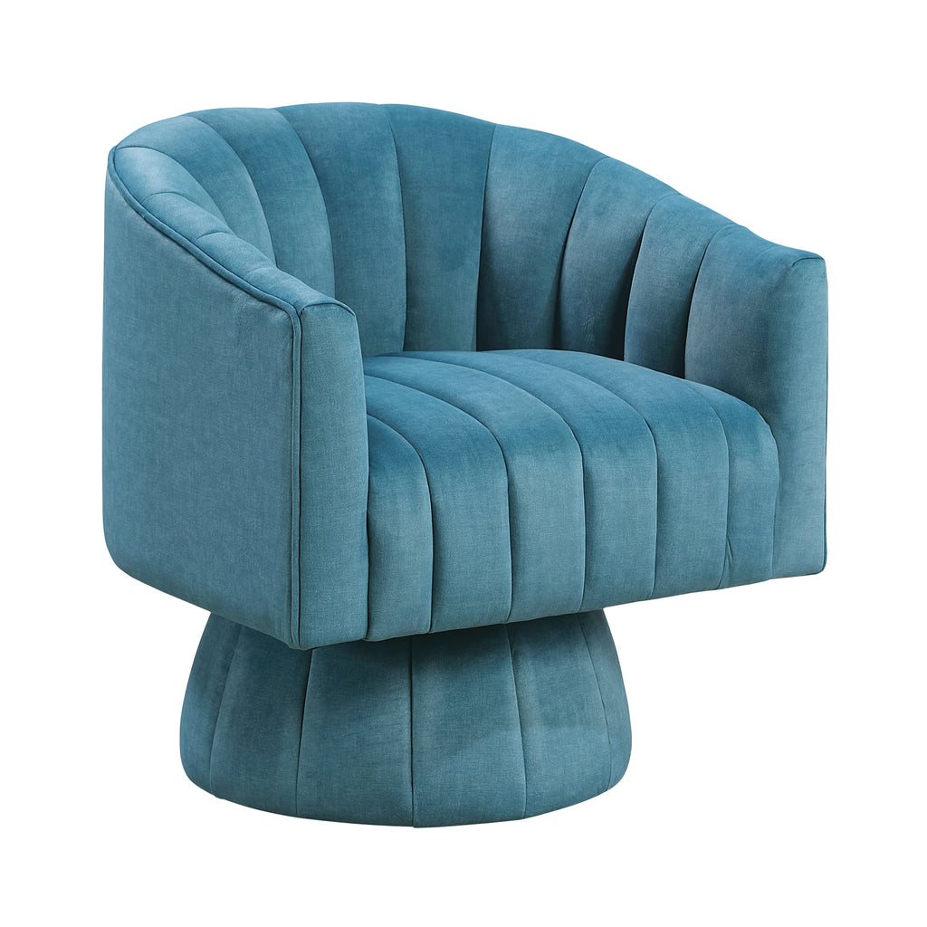 Dark Teal Velvet Accent Chair Modern Luxury Living Room Furniture, 1pc Swivel Chair Comfortable Barrel Back