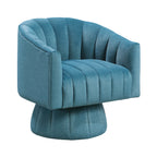 Dark Teal Velvet Accent Chair Modern Luxury Living Room Furniture, 1pc Swivel Chair Comfortable Barrel Back