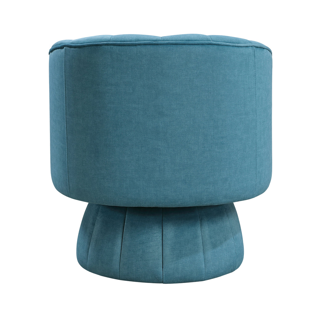 Dark Teal Velvet Accent Chair Modern Luxury Living Room Furniture, 1pc Swivel Chair Comfortable Barrel Back