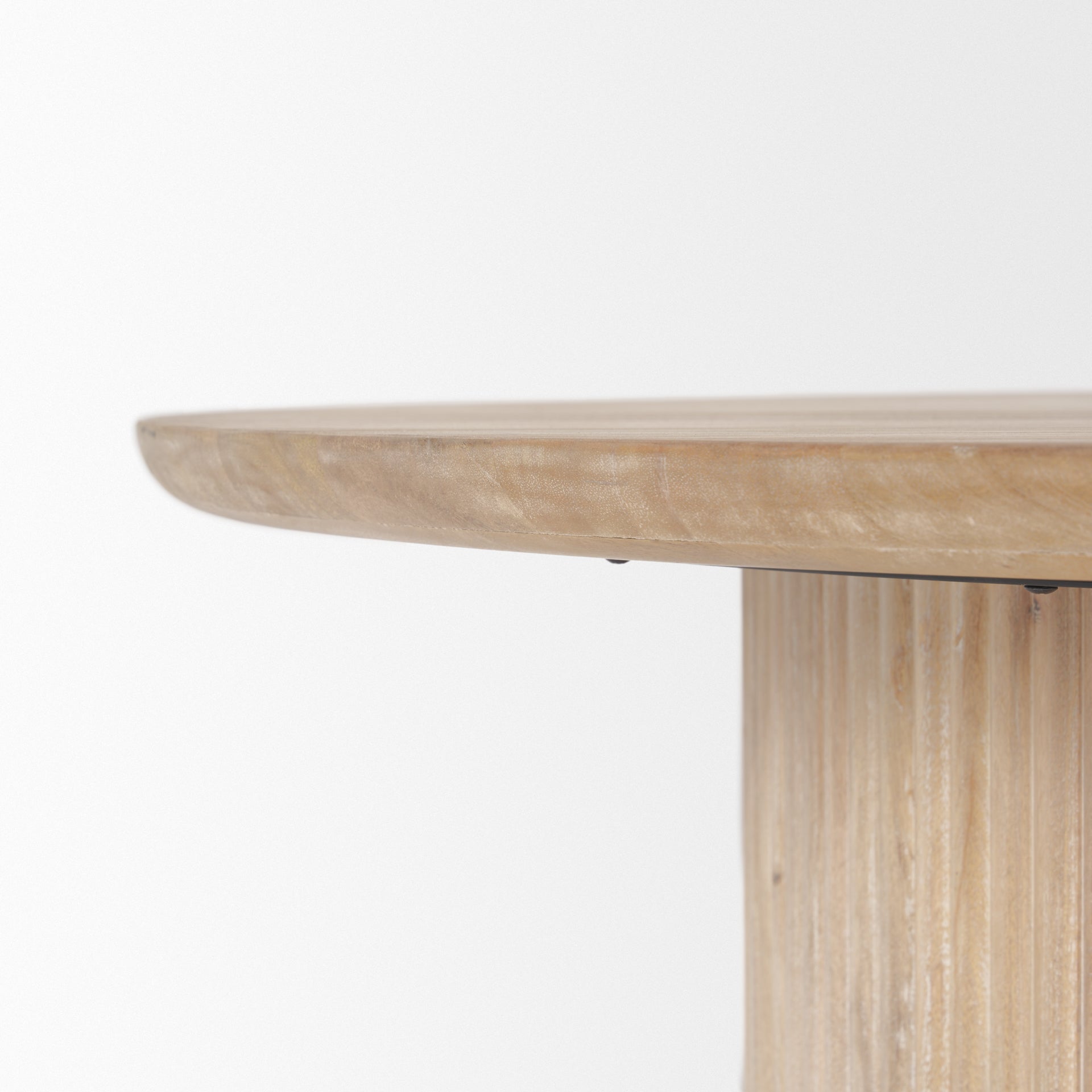 Terra Round Wood Fluted Coffee Table with Lift-Top Storage