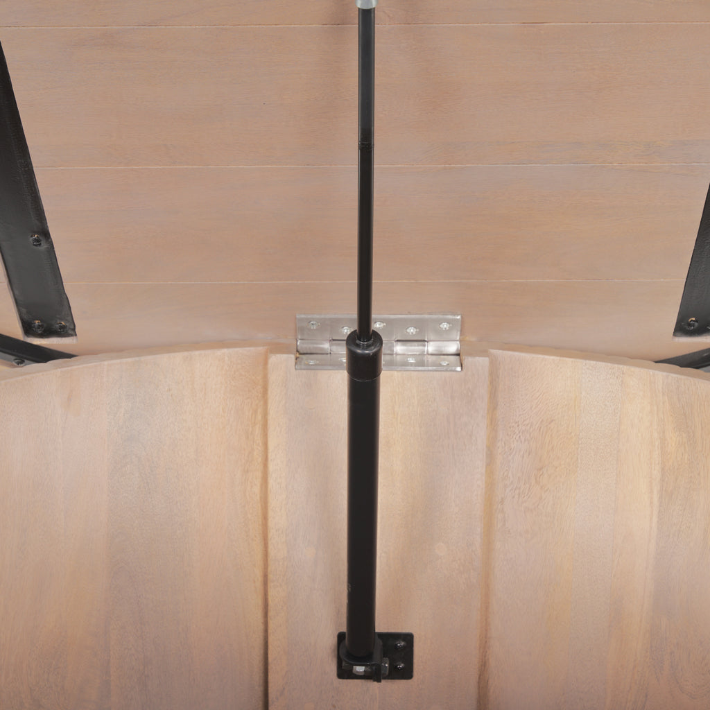 Terra Round Wood Fluted Coffee Table with Lift-Top Storage