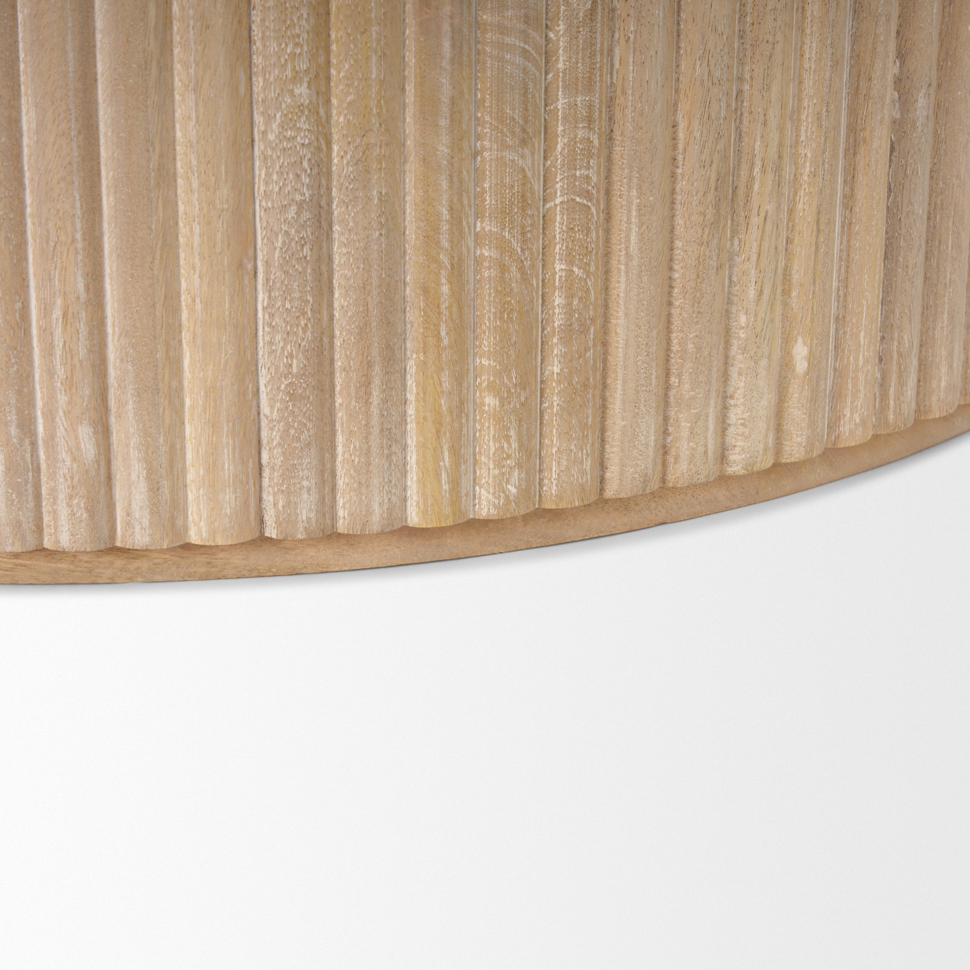 Terra Round Wood Fluted Coffee Table with Lift-Top Storage