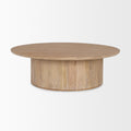 Terra Round Wood Fluted Coffee Table with Lift-Top Storage