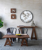 D31.5x0.5" Theodor Mirror with industrial design Round Mirror with Metal Frame for Wall Decor & Entryway Console Lean Against Wall