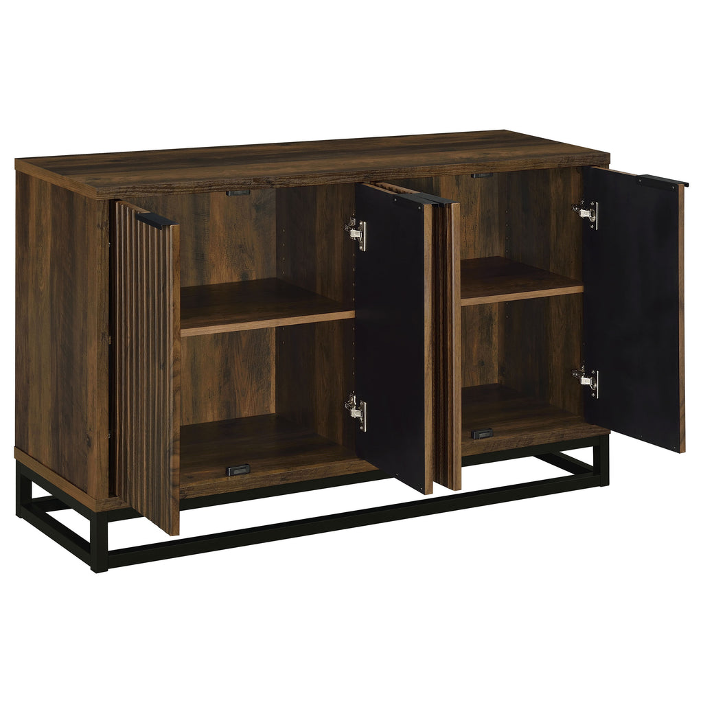 Thurston Dark Pine 4-door Engineered Wood Accent Cabinet Storage Cabinet