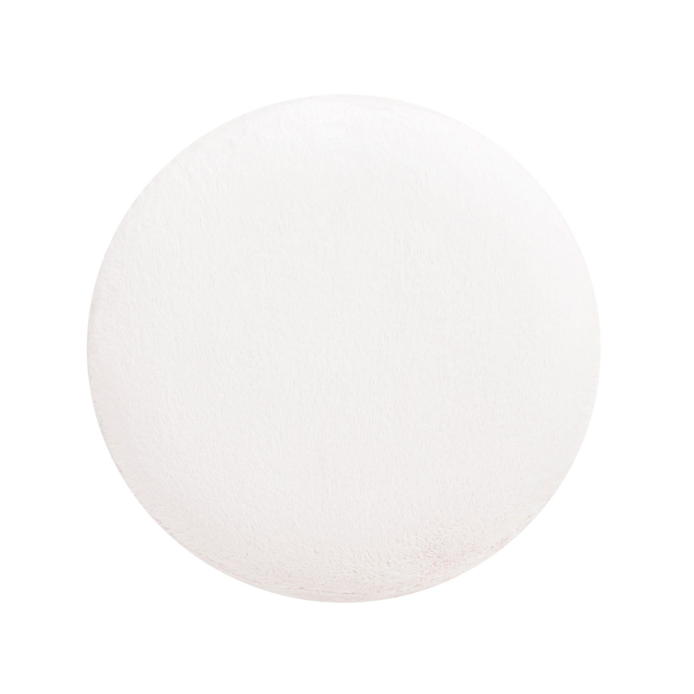 Tilly 16.5' Round Fur Upholstered & Burl Pouf Ottoman, Cottontail White Faux Fur