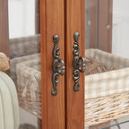 Elegant 2-Door Curio Cabinet with Tempered Glass Doors, Mirrored Back Panel, and Adjustable Shelves - Lighted Display Cabinet for Home and Office (Light Bulb Included) -OAK Finish