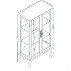 Elegant 2-Door Curio Cabinet with Tempered Glass Doors, Mirrored Back Panel, and Adjustable Shelves - Lighted Display Cabinet for Home and Office (Light Bulb Included) -OAK Finish