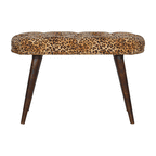 Timeless Elegance Walnut Leopard Print Wood Bench.