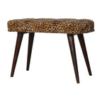 Timeless Elegance Walnut Leopard Print Wood Bench.