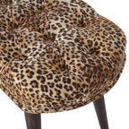 Timeless Elegance Walnut Leopard Print Wood Bench.