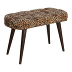 Timeless Elegance Walnut Leopard Print Wood Bench.