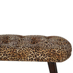 Timeless Elegance Walnut Leopard Print Wood Bench.