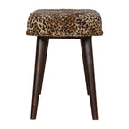 Timeless Elegance Walnut Leopard Print Wood Bench.