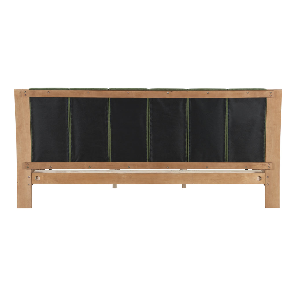 Premium Pine Wood King Bed Frame,King Size Bed Frame with Headboard Included,Mid Century Modern Bed,Natural&Green Color Bed Frame